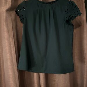 SHEIN Dark Green Blouse with Cut-Out Sleeves
